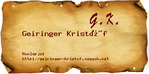 Geiringer Kristóf névjegykártya